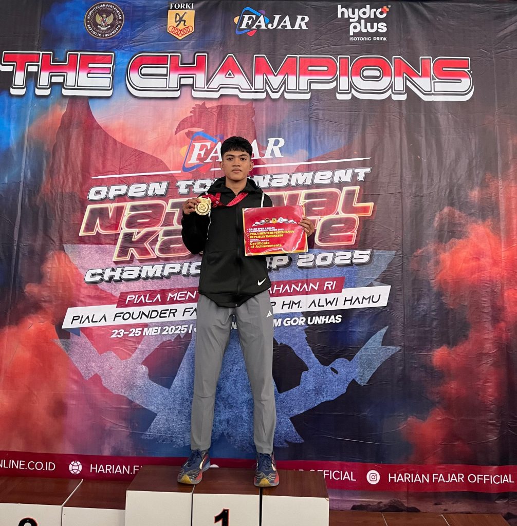 Andi Fajrul Pratama, Mahasiswa FKM Unhas, Raih Juara 1 Karate di Kejurnas Piala Menhan RI 2025