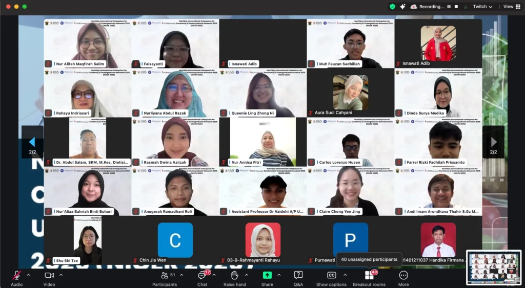 NICER 2025 mempertemukan pemikir-pemikir muda dari Universitas Hasanuddin, IPB University, UCSI University, dan Universiti Malaysia Sabah dalam satu forum daring untuk mempresentasikan karya terbaik mereka.
